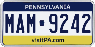 PA license plate MAM9242