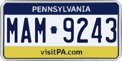 PA license plate MAM9243