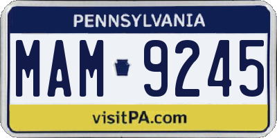 PA license plate MAM9245