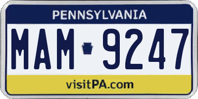 PA license plate MAM9247