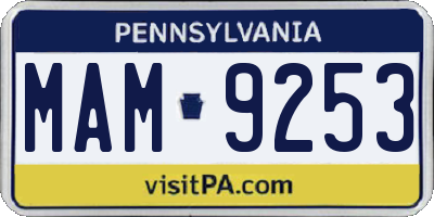 PA license plate MAM9253