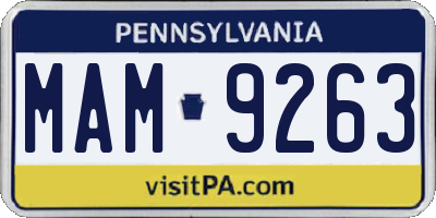 PA license plate MAM9263