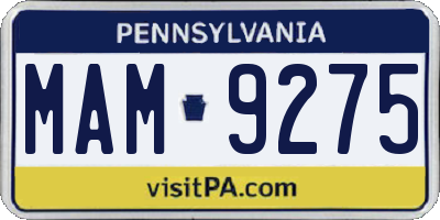 PA license plate MAM9275