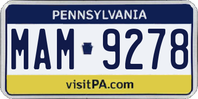PA license plate MAM9278