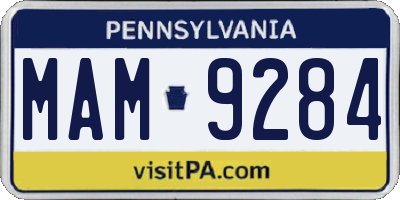 PA license plate MAM9284