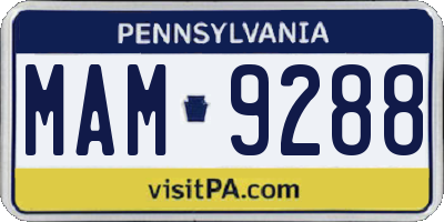 PA license plate MAM9288