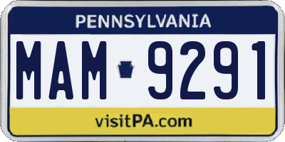 PA license plate MAM9291