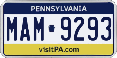 PA license plate MAM9293