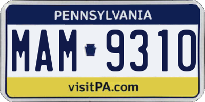 PA license plate MAM9310