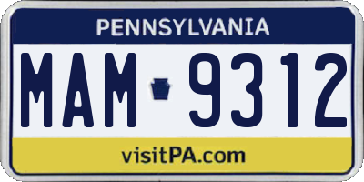 PA license plate MAM9312