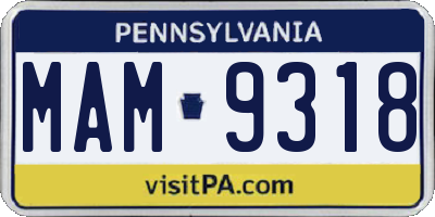 PA license plate MAM9318