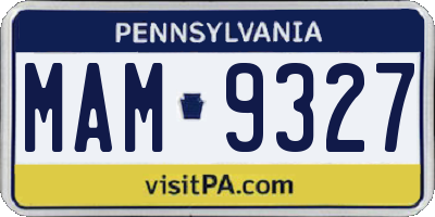 PA license plate MAM9327