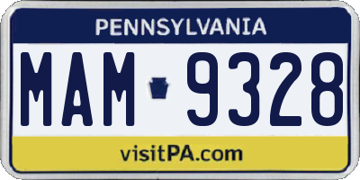 PA license plate MAM9328