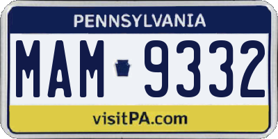 PA license plate MAM9332