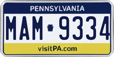 PA license plate MAM9334