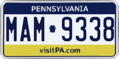 PA license plate MAM9338