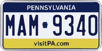 PA license plate MAM9340