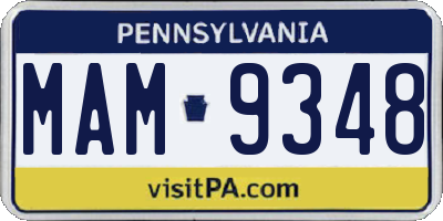 PA license plate MAM9348