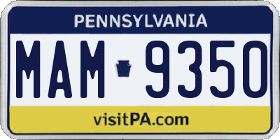PA license plate MAM9350