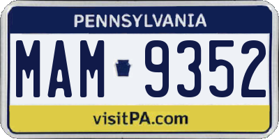 PA license plate MAM9352