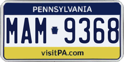 PA license plate MAM9368