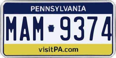 PA license plate MAM9374