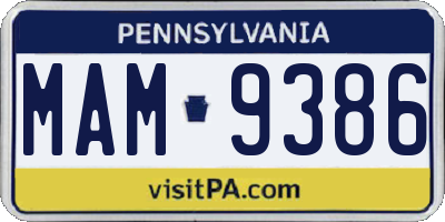 PA license plate MAM9386