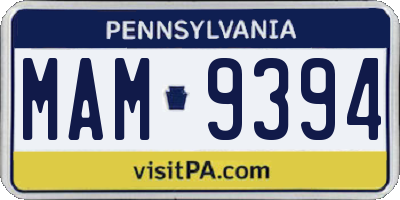 PA license plate MAM9394