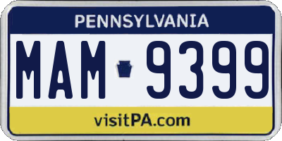 PA license plate MAM9399