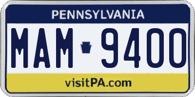 PA license plate MAM9400