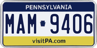 PA license plate MAM9406