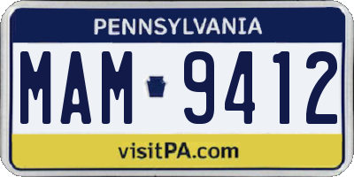 PA license plate MAM9412