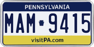PA license plate MAM9415