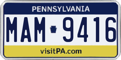 PA license plate MAM9416