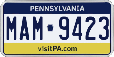 PA license plate MAM9423