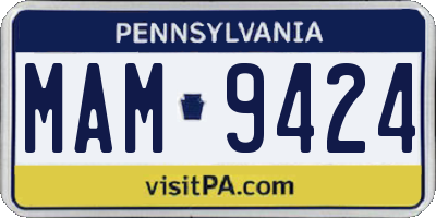 PA license plate MAM9424