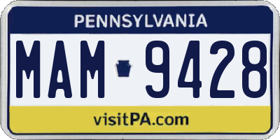 PA license plate MAM9428