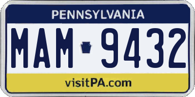 PA license plate MAM9432