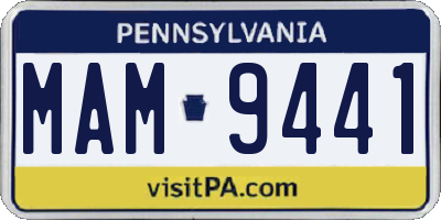PA license plate MAM9441
