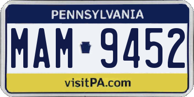 PA license plate MAM9452