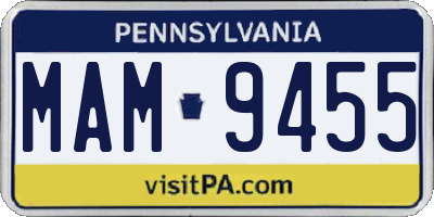 PA license plate MAM9455