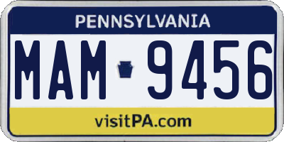 PA license plate MAM9456