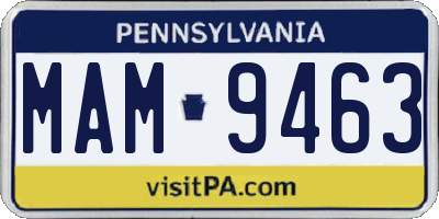 PA license plate MAM9463