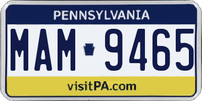 PA license plate MAM9465