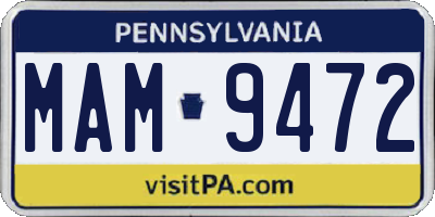 PA license plate MAM9472