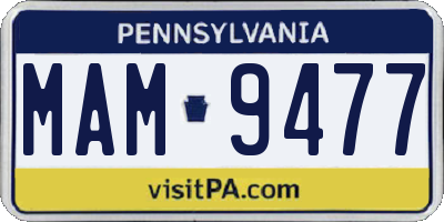 PA license plate MAM9477