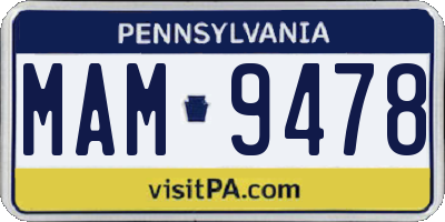 PA license plate MAM9478