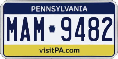 PA license plate MAM9482