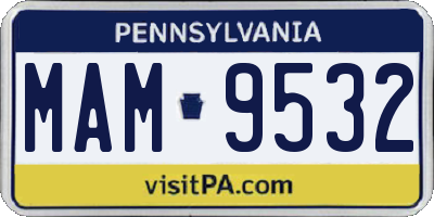 PA license plate MAM9532
