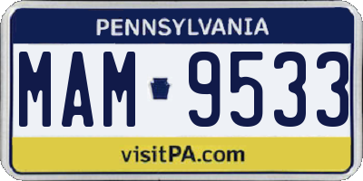 PA license plate MAM9533